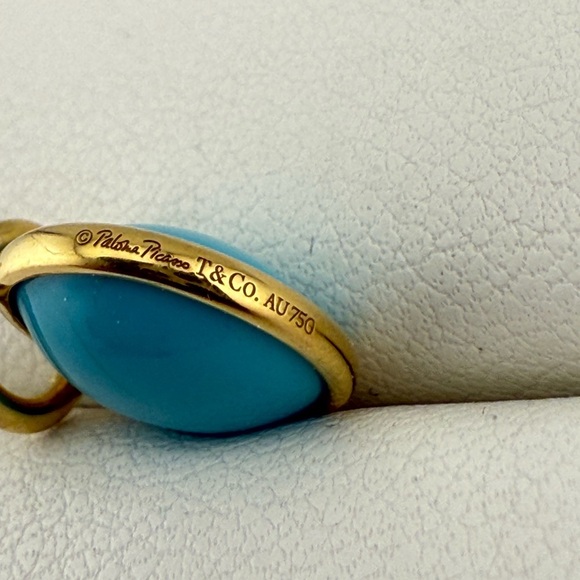 RARE Tiffany & Co. 18k turquoise Dot Charm by Paloma Picasso - Picture 5 of 9